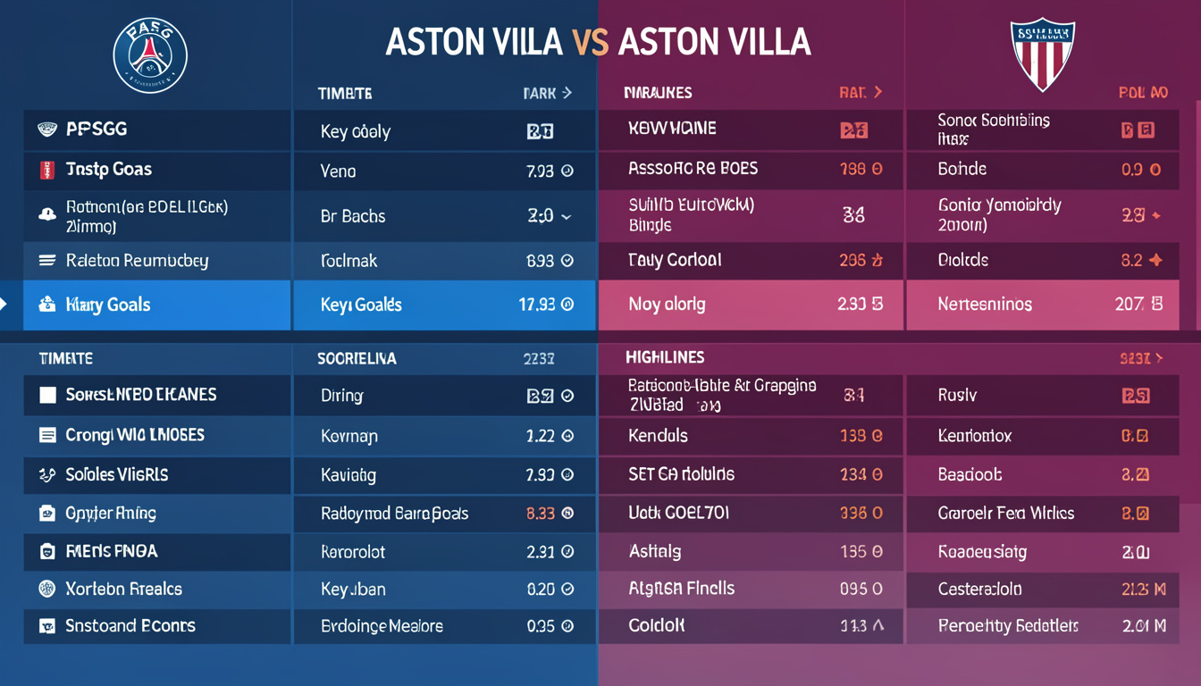 psg vs aston villa timeline